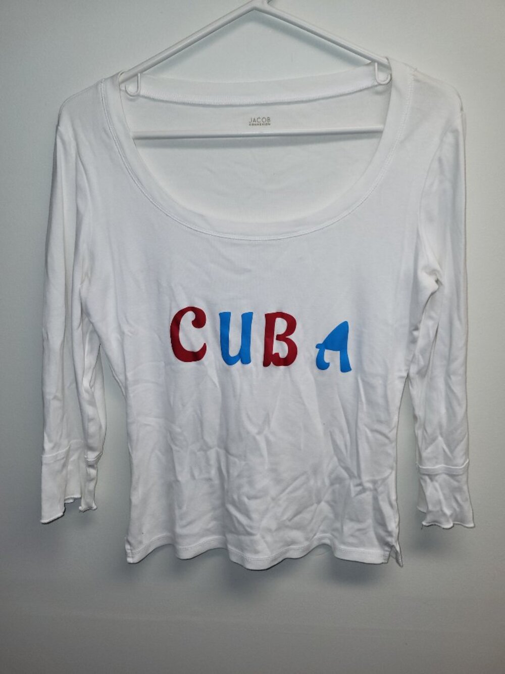 Jacob Connexion White Cuba Graphic Scoop Neck Top Size M